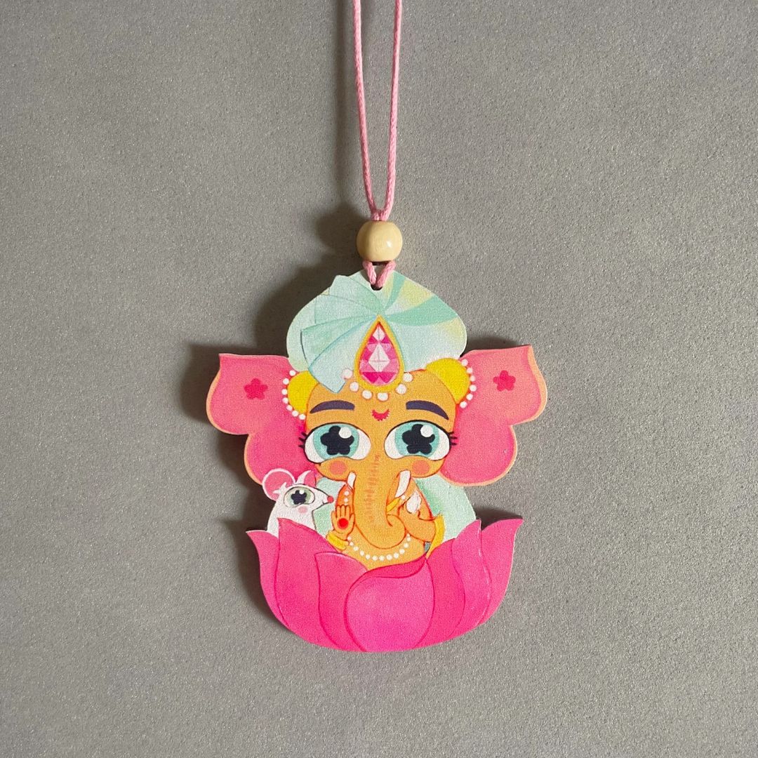 Ganesha With His Mouse- Car Charm