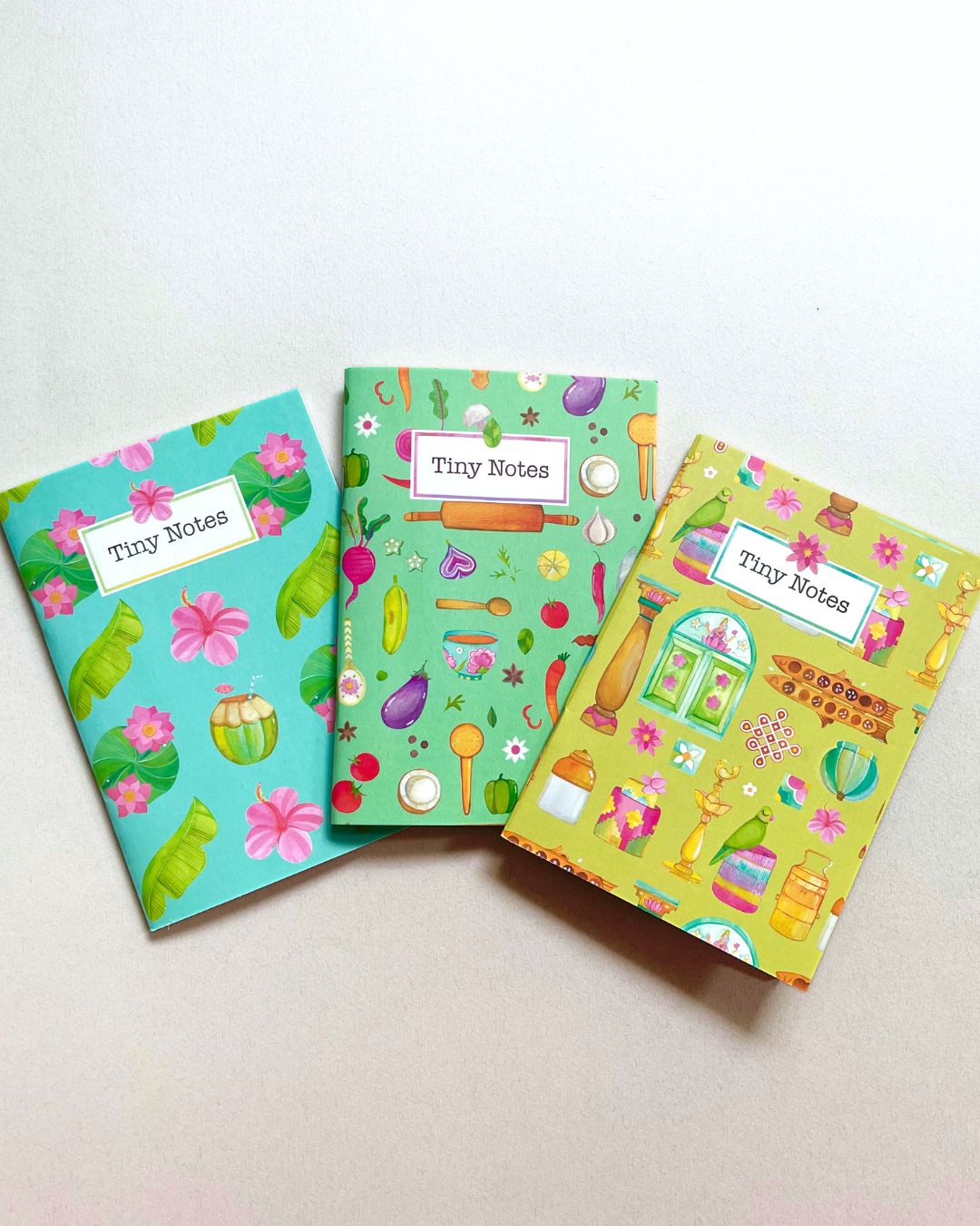Tiny Notes - Kolam & Coconut - set of 3 assorted a6 notebooks