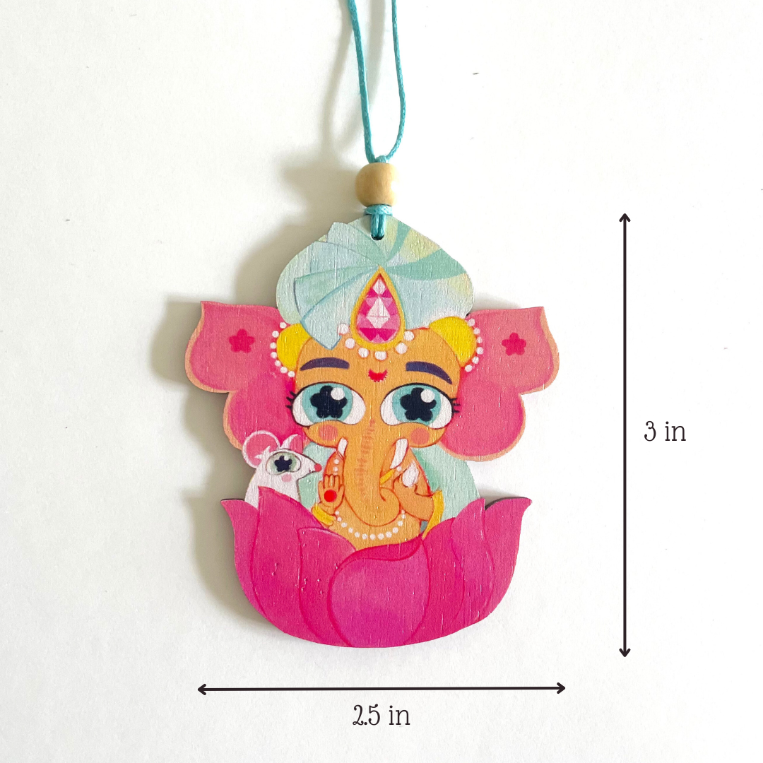 Ganesha With His Mouse- Car Charm