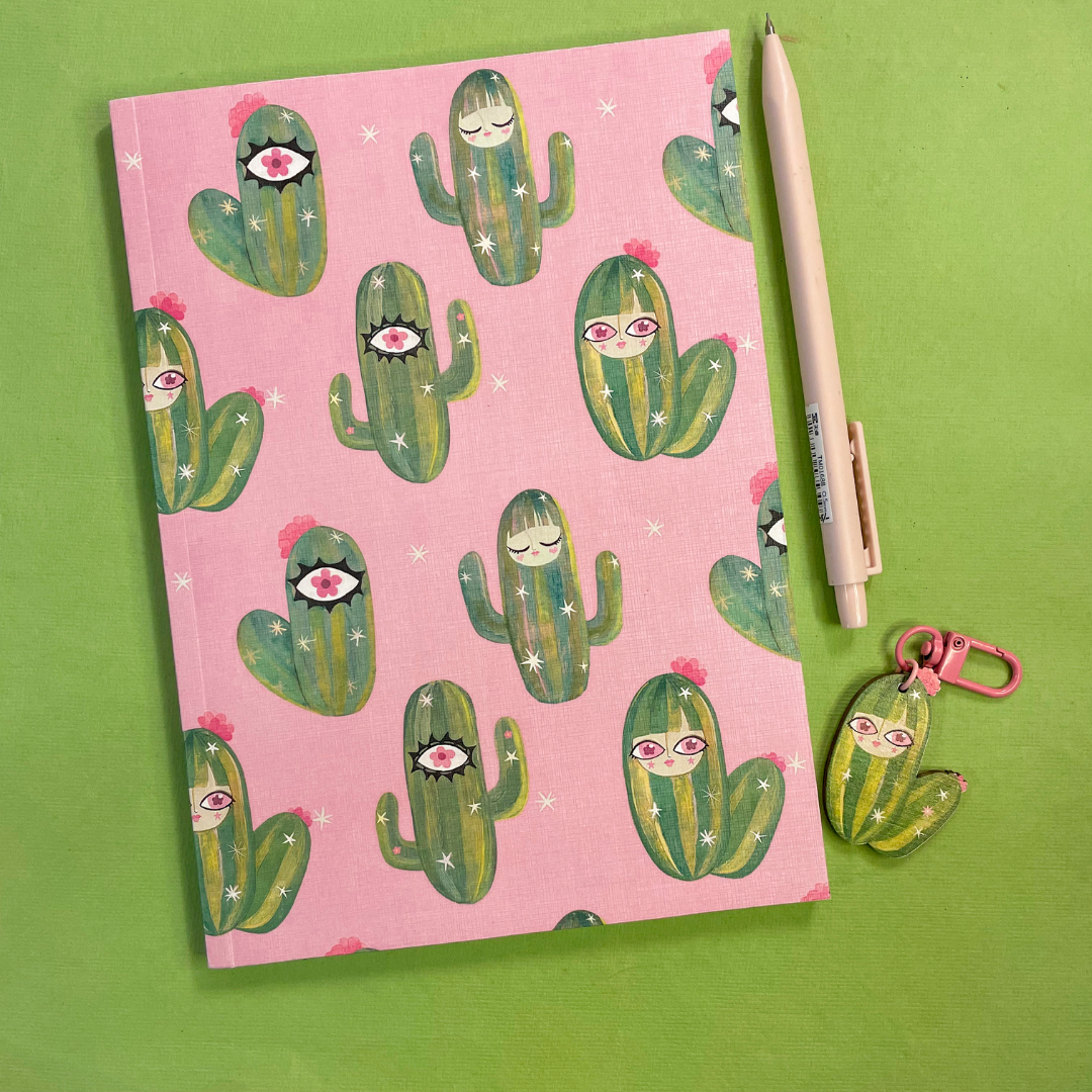 Cactii Blooms- A5 Grid Dot Notebook | 100 pages