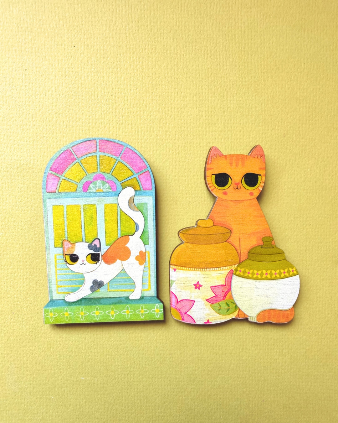 Verandah Cats- Set of 2 Fridge Magnets