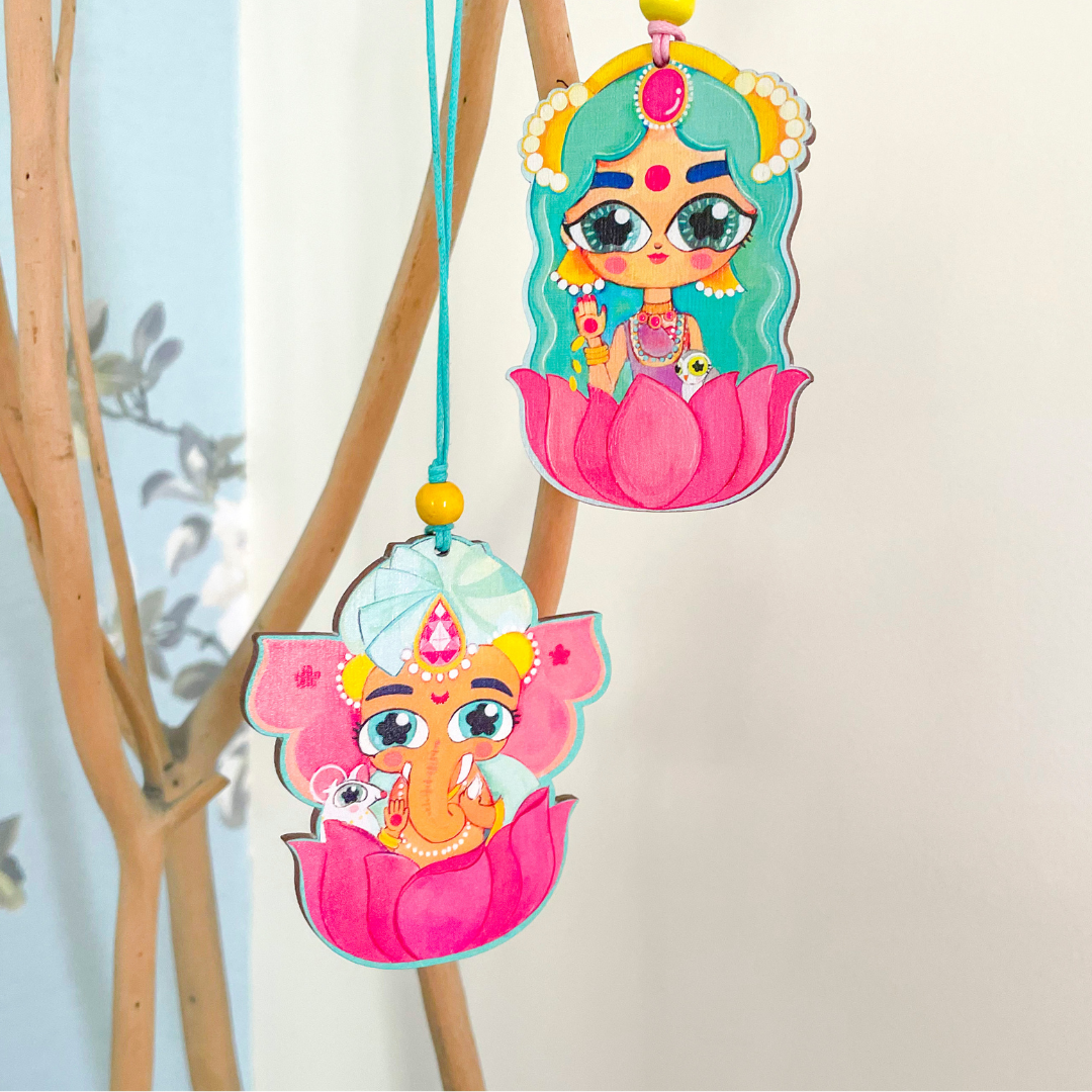Ganesha With His Mouse- Car Charm