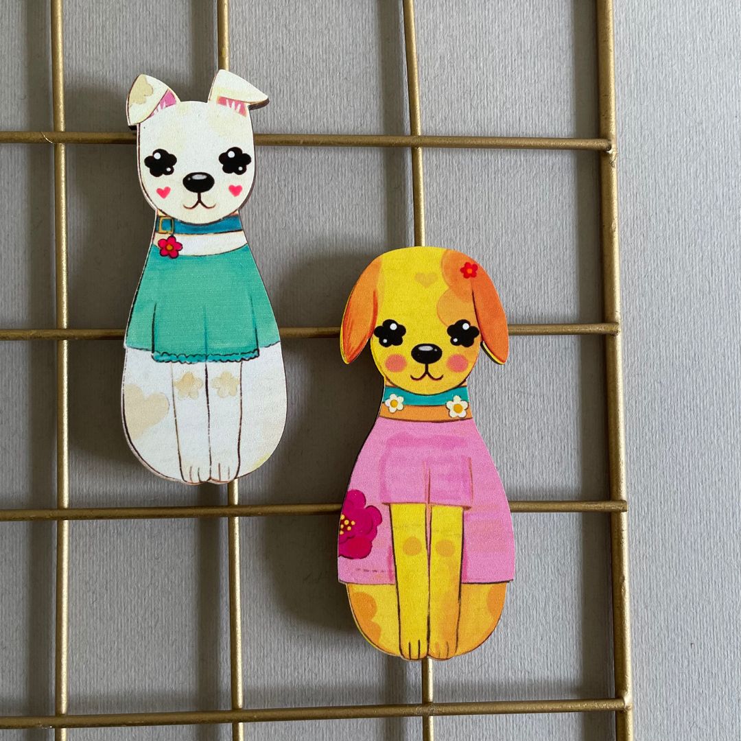 Best Friends Gift Box- Paw Pals | Set of 2 Birchwood Fridge Magnets