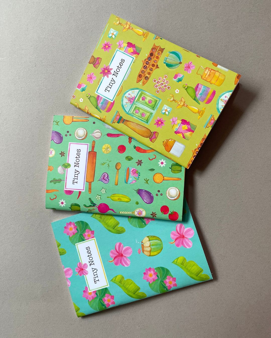 Tiny Notes - Kolam & Coconut - set of 3 assorted a6 notebooks