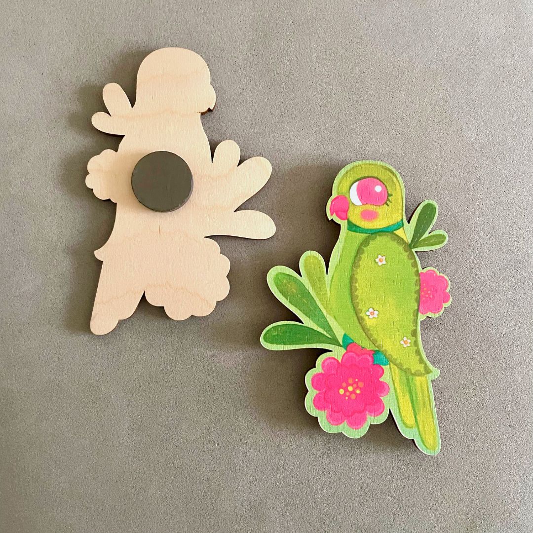 Pachai Kizhi | Parrot- Birchwood Fridge Magnet