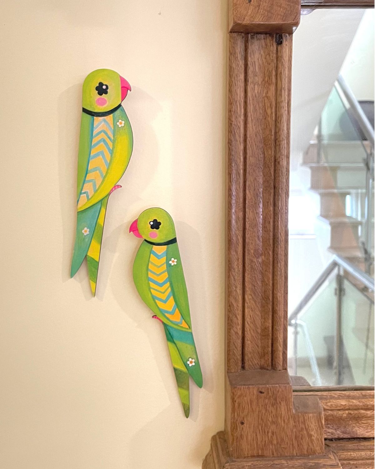 Pachai Kizhigal | Parakeets - Set of 2 Birchwood Wall Decals
