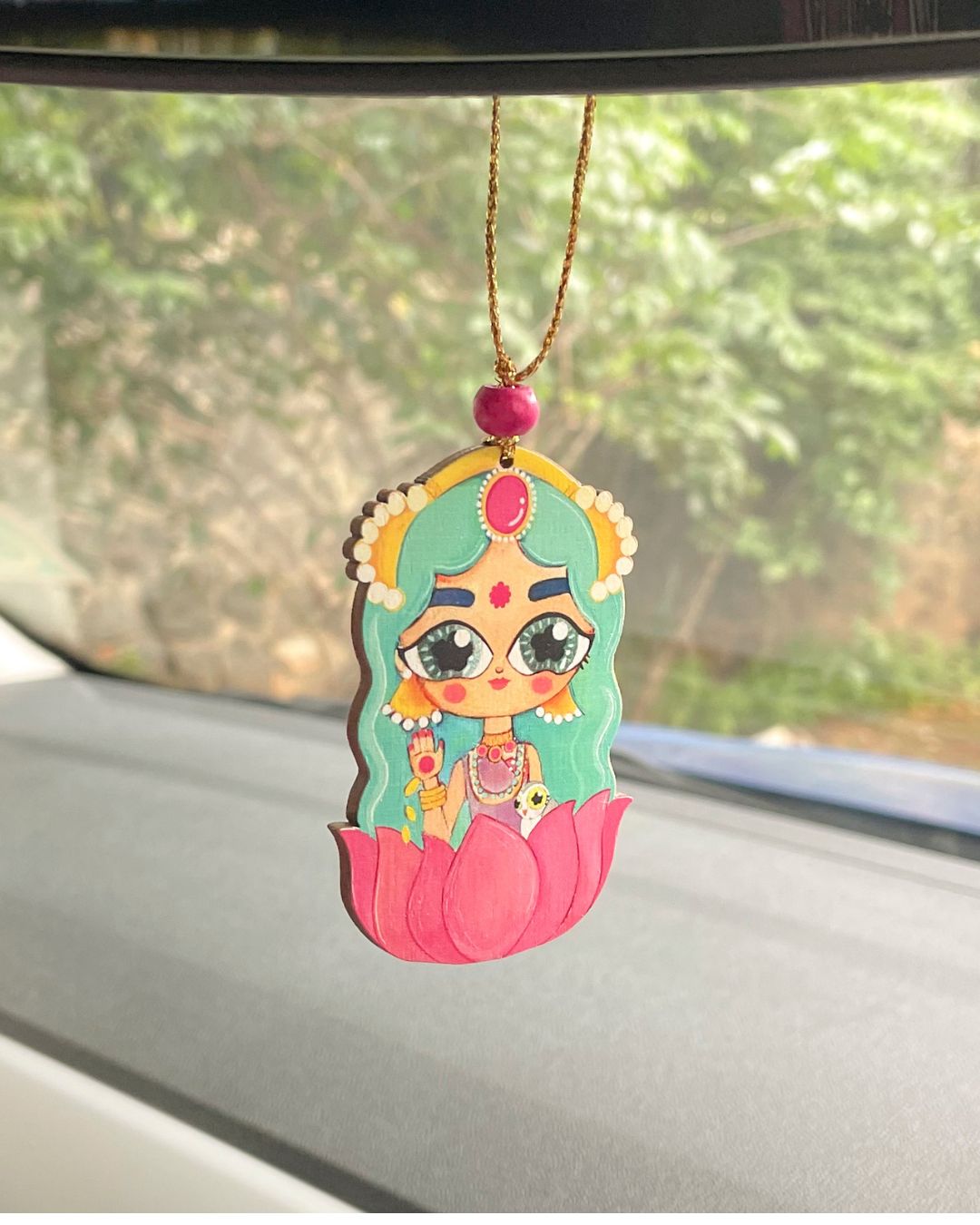 Lakshmi with her Owl- Car Charm