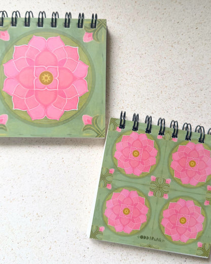 Vintage Tile Mini Notebook - Lotus Mandala | 4.5'' |160 pages blank