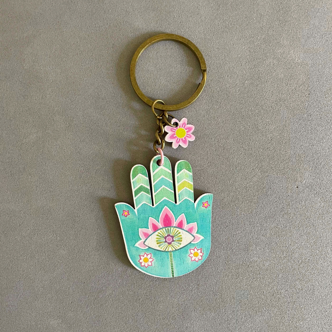 Floral Hamsa- Keychain