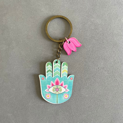 Floral Hamsa- Keychain