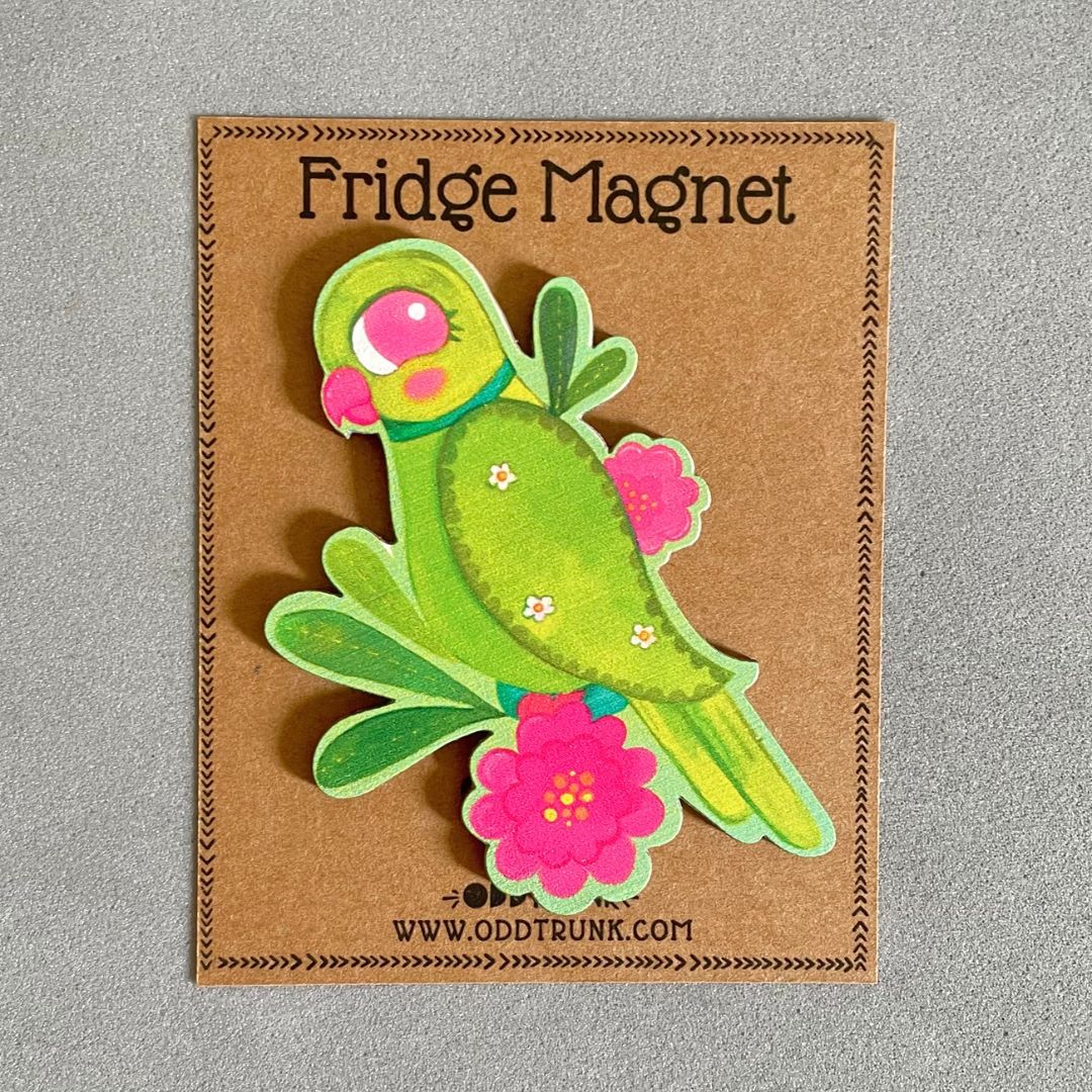 Pachai Kizhi | Parrot- Birchwood Fridge Magnet