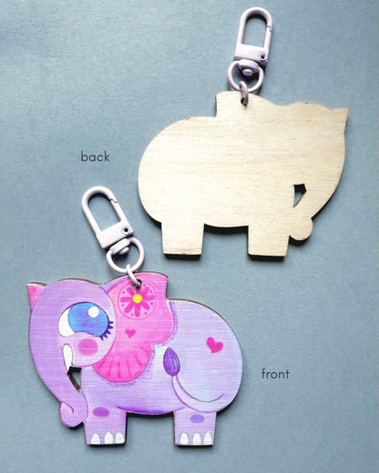 Lilac Elephant- Multipurpose Charm | Single Side Print
