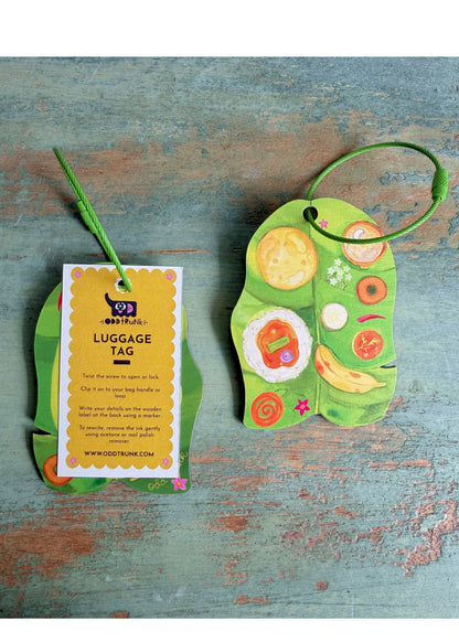 Banana Leaf - Birchwood Luggage Tag with Metal Clasp