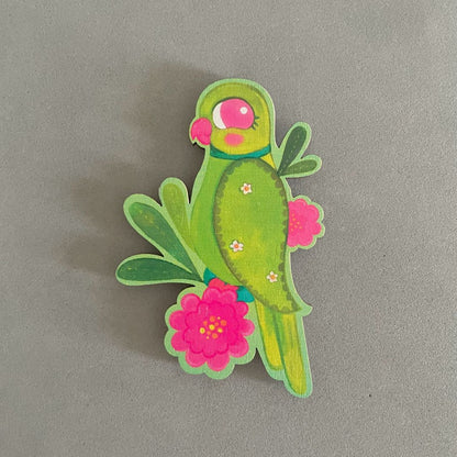Pachai Kizhi | Parrot- Birchwood Fridge Magnet