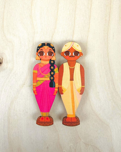 Marapachi Bommai Bride & Groom- Fridge Magnet