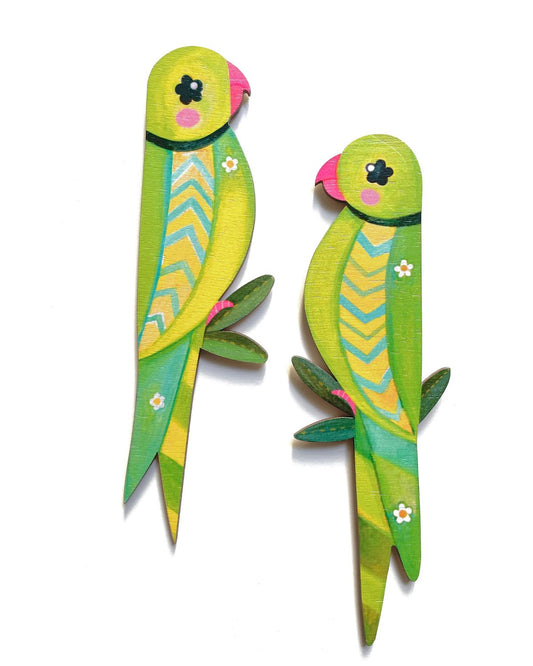 Pachai Kizhigal | Parakeets - Set of 2 Birchwood Wall Decals