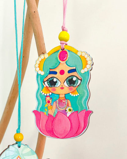 Lakshmi with her Owl- Car Charm