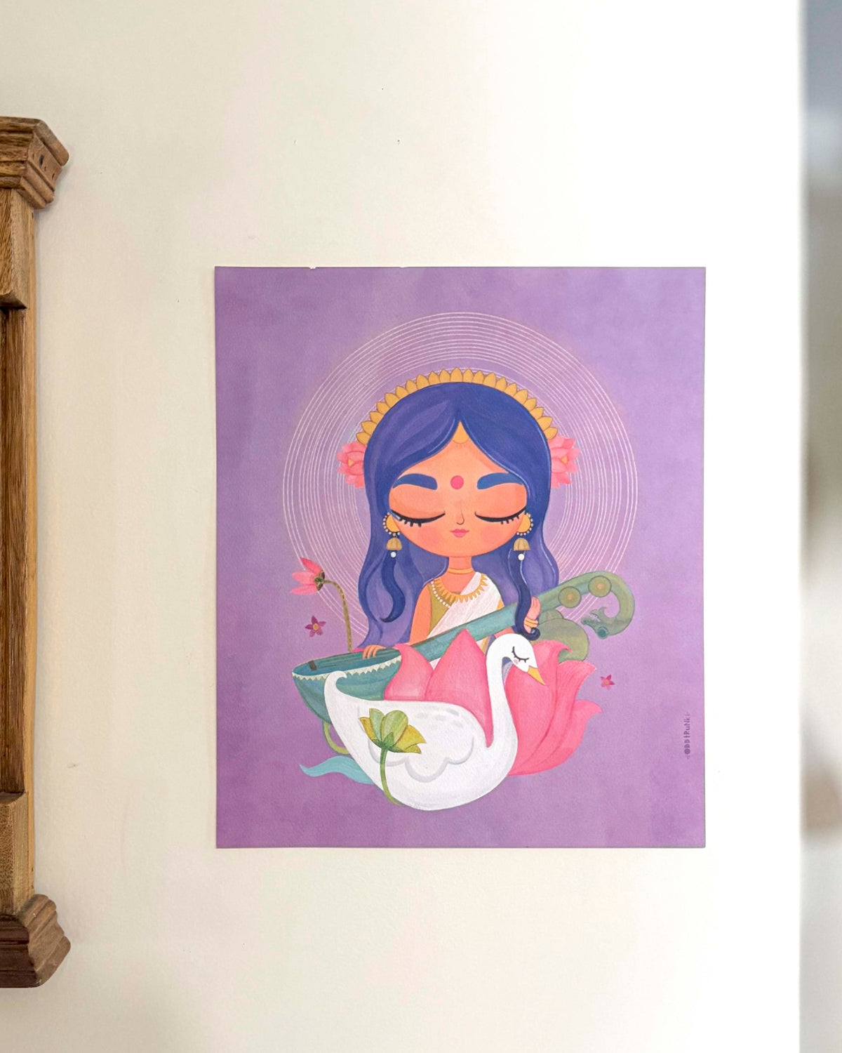 Saraswati & Hamsa-  Art Print/ Poster- 11 x 14 inches