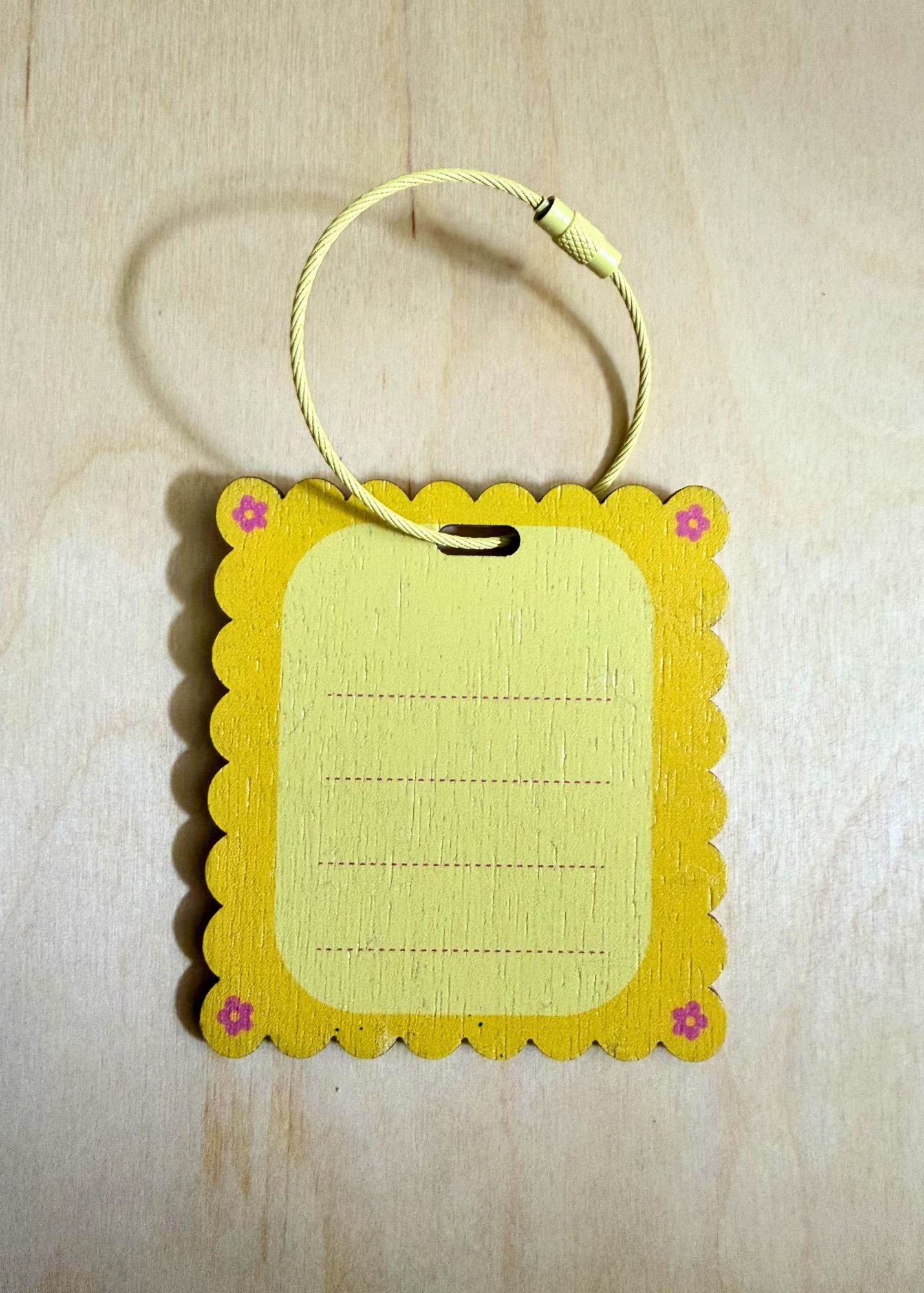 Jet Set Pup- Birchwood Luggage Tag with Metal Clasp