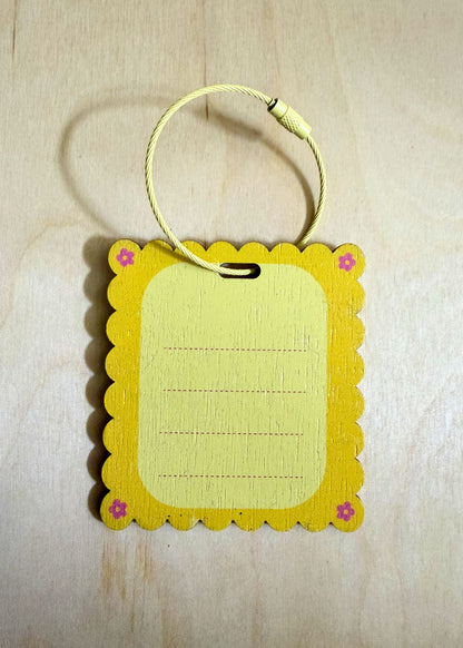 Jet Set Pup- Birchwood Luggage Tag with Metal Clasp