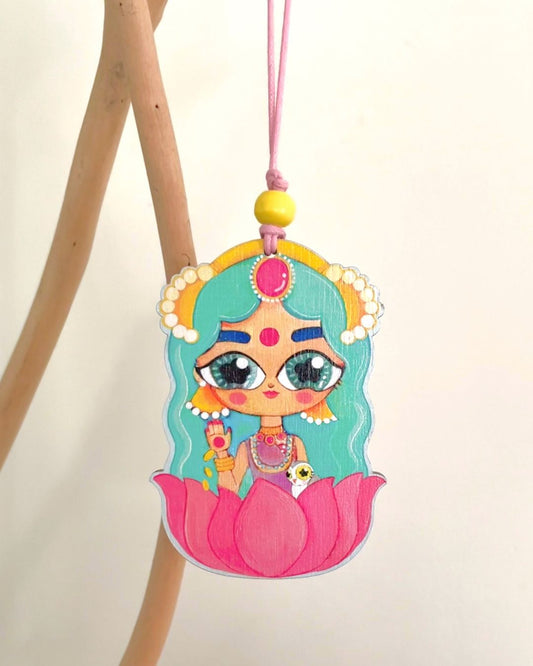 Lakshmi with her Owl- Car Charm